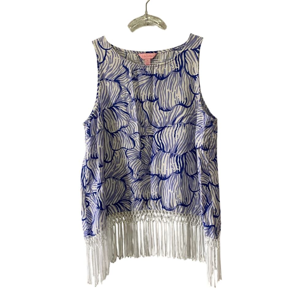 LILLY PULITZER SONYA FRINGE TOP Sleeveless Boho preppy Size 8
